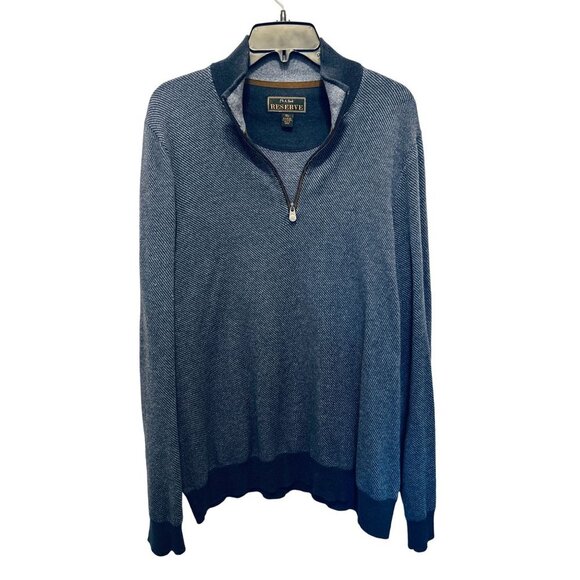 Jos A Bank Reserve 1/4 Zip Pullover Cotton/Cashmere Blue Sweater Size XLarge - Picture 4 of 8